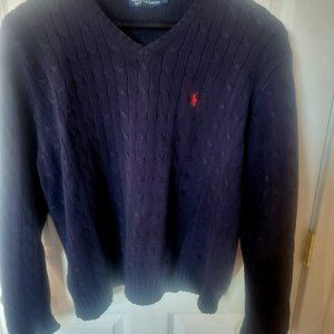 V-Neck Cable Sweater by Polo